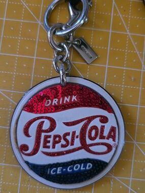 Coach x Pepsi Limited Edition Sequin Pepsi-Cola Bag Charm Keychain F24537